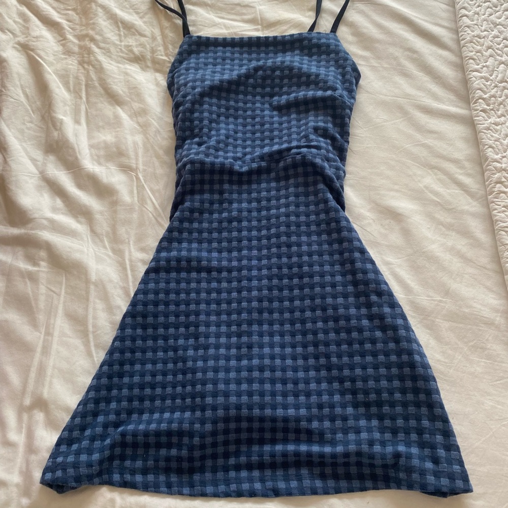 URBAN OUTFITTERS BLUE PLAID MINI DRESS